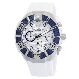 NWT Authentic Technomarine Reef Black Chronograph GMT Quartz White Dial Men's Wa